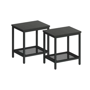 Outdoor Side Table with Storage 2-Tier Patio End Table,Black 2PC | Outdoor Accent Table, Small Porch Tables For Pool, Deck, Garden Outdoor Side Table with Storage 2-Tier Patio End Table,Black 2PC | Outdoor Accent Table, Small Porch Tables For Pool, Deck, Garden