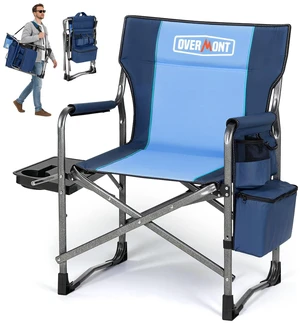 Folding Camping Chair with Side Table, Cooler Bag, 400 lb Capacity | Oversized Directors Chair for Lawn, Beach, Picnics and Fishing, 600D Oxford, 11.8 lb, Shoulder Strap and Storage Pockets Folding Camping Chair with Side Table, Cooler Bag, 400 lb Capacity | Oversized Directors Chair for Lawn, Beach, Picnics and Fishing, 600D Oxford, 11.8 lb, Shoulder Strap and Storage Pockets