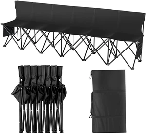 Portable Folding Bench 6 Seats Sideline Camping with Backrest Black | for Team Sports and Outdoor Events, Includes Carry Bag, No-Assembly Setup, Instant Seating, and Supportive Rest for Players Portable Folding Bench 6 Seats Sideline Camping with Backrest Black | for Team Sports and Outdoor Events, Includes Carry Bag, No-Assembly Setup, Instant Seating, and Supportive Rest for Players