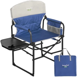 Oversized Directors Camping Chair for Adults with Side Table | Padded Portable Folding Camp Chair Support 300LBS with Cup Holder, Side Pocket & Carry Bag, Blue for Camping, RV, Lawn, Fish Oversized Directors Camping Chair for Adults with Side Table | Padded Portable Folding Camp Chair Support 300LBS with Cup Holder, Side Pocket & Carry Bag, Blue for Camping, RV, Lawn, Fish