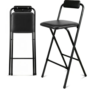 Folding Bar Stool with Back,1 Pcs Tall Foldable Stool 29.5 Inch Height | Foldable Stool Chair for Adult Portable with Leather Padded Comfortable and Sturdy for Kitchen Counter Bar Table Island Shop Folding Bar Stool with Back,1 Pcs Tall Foldable Stool 29.5 Inch Height | Foldable Stool Chair for Adult Portable with Leather Padded Comfortable and Sturdy for Kitchen Counter Bar Table Island Shop