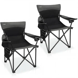 Oversized Camping Chair for Adults - 2 Pack Padded Lawn Chairs with Cup Holder & Side Pocket,Heavy Duty Folding Outdoor Chairs for Camp,Sports,Picnic,Beach,Black Oversized Camping Chair for Adults - 2 Pack Padded Lawn Chairs with Cup Holder & Side Pocket,Heavy Duty Folding Outdoor Chairs for Camp,Sports,Picnic,Beach,Black