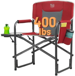 Aluminum Oversized Camping Chair, Support 400lbs | Lightweight Directors Chair Foldable with Side Table Detachable Side Pocket for Outdoor Camping, Lawn, Picnic Aluminum Oversized Camping Chair, Support 400lbs | Lightweight Directors Chair Foldable with Side Table Detachable Side Pocket for Outdoor Camping, Lawn, Picnic