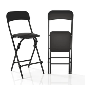 Folding Bar Stool with Back, 300lb Capacity, Collapsible Stool for Kitchen Bar, Height 25"- 2PC Folding Bar Stool with Back, 300lb Capacity, Collapsible Stool for Kitchen Bar, Height 25"- 2PC