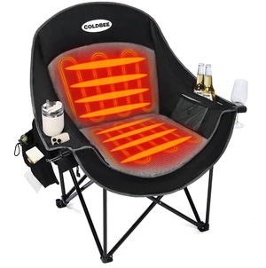 Heated Oversized Camping Chair, Heavy Duty Padded, Thick Headrest, Black | Battery NOT Included, Strap Opener, Seniors, Big & Tall adults, Folding lawn chairs, Convenient hook, Phone pocket Heated Oversized Camping Chair, Heavy Duty Padded, Thick Headrest, Black | Battery NOT Included, Strap Opener, Seniors, Big & Tall adults, Folding lawn chairs, Convenient hook, Phone pocket