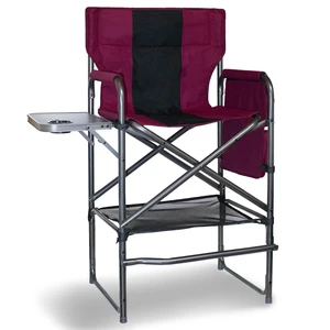 30" Tall Directors Chair with Side Table, 400LBS Bar Height Folding Camping Chair for Makeup Artists, Outdoor Events, Portable Foldable Chair with Cup Holder & footrest - Wine Red/Black 30" Tall Directors Chair with Side Table, 400LBS Bar Height Folding Camping Chair for Makeup Artists, Outdoor Events, Portable Foldable Chair with Cup Holder & footrest - Wine Red/Black