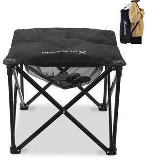 Padded Camping Stool 18" 500lb Oversized Foot Rest , Black, 1 | Outdoor Folding Camp Chair Portable Camping Ottoman for Camping Gardening w/Storage Net, Carry Bag