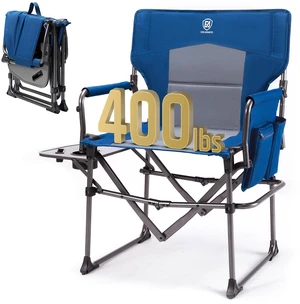 Camping Directors' Chair with Side Table, Portable Folding with Compact Size, Heavy Duty Lawn Chair with Pocket for Camping, Lawn, Sports and Fishing, 400lbs, Blue Camping Directors' Chair with Side Table, Portable Folding with Compact Size, Heavy Duty Lawn Chair with Pocket for Camping, Lawn, Sports and Fishing, 400lbs, Blue