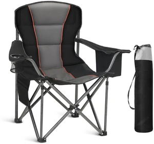 Heavy Duty Oversized Portable Folding Camping Chairs Support 450 LBS Black | Padded Foldable Outdoor Chair, Lawn Camp Chairs for Adults with Cup Holder, Cooler Bag, for Fishing, Beach Heavy Duty Oversized Portable Folding Camping Chairs Support 450 LBS Black | Padded Foldable Outdoor Chair, Lawn Camp Chairs for Adults with Cup Holder, Cooler Bag, for Fishing, Beach