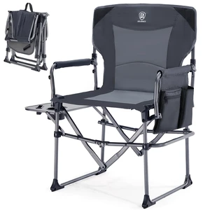 Camping Directors' Chair with Side Table, Portable Folding Chair with Compact Size, Heavy Duty Lawn with Pocket for Camping, Lawn, Sports and Fishing, 400lbs, Grey Camping Directors' Chair with Side Table, Portable Folding Chair with Compact Size, Heavy Duty Lawn with Pocket for Camping, Lawn, Sports and Fishing, 400lbs, Grey
