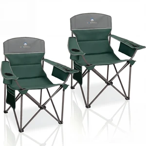 Oversized Camping Chairs 2 Pack - Heavy Duty 400LBS Padded Lawn Chair with Cooler Bag,Cup Holder,Side Pocket,Collapsible for Outdoor,Camp,Fishing & Garden,Dark Green Oversized Camping Chairs 2 Pack - Heavy Duty 400LBS Padded Lawn Chair with Cooler Bag,Cup Holder,Side Pocket,Collapsible for Outdoor,Camp,Fishing & Garden,Dark Green