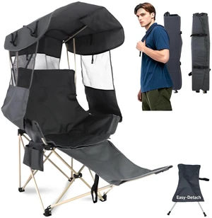 Folding Camping Chairs Canopy Outdoor: Sports Portable Beach Chair with Canopy-Lawn Beach Chairs with Umbrella for Adults-Camping Chair with Shade for Fishing Camp Heavy Duty (Casual, Grey) Folding Camping Chairs Canopy Outdoor: Sports Portable Beach Chair with Canopy-Lawn Beach Chairs with Umbrella for Adults-Camping Chair with Shade for Fishing Camp Heavy Duty (Casual, Grey)
