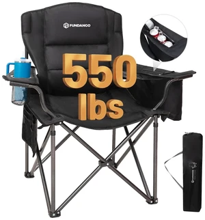 Oversized Camping Chair, Heavy Duty Folding Chair | Oversized wide seat Heavy duty frame Lumbar backrest Cooler & cup holder Includes carry bag Oversized Camping Chair, Heavy Duty Folding Chair | Oversized wide seat Heavy duty frame Lumbar backrest Cooler & cup holder Includes carry bag