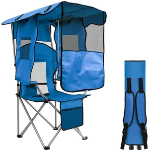 Beach Chair with Canopy Shade, Folding Camping Chair Support to 330LBS, Outdoor Chair with Cup Holder & Cooler Bag for Travel Hiking,Fishing(Blue) Beach Chair with Canopy Shade, Folding Camping Chair Support to 330LBS, Outdoor Chair with Cup Holder & Cooler Bag for Travel Hiking,Fishing(Blue)
