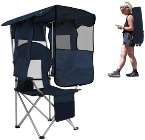 Portable Folding Camping Beach Chair with Canopy Shade Adult Navy | Full Sun Protection, 330 LBS Capacity, Cooler Bag, Cup Holder, Backpack Strap,Side Pocket, for Outdoor Conert Sports Fishing Portable Folding Camping Beach Chair with Canopy Shade Adult Navy | Full Sun Protection, 330 LBS Capacity, Cooler Bag, Cup Holder, Backpack Strap,Side Pocket, for Outdoor Conert Sports Fishing