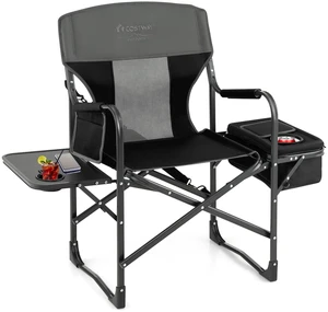 Folding Camping Chair, Heavy-Duty Director Chair Supports 400lbs for Adults with Side Table, Cooler Bag, Storage, Strap, Portable Makeup Chair Suitable for Fishing Picnic, Black Folding Camping Chair, Heavy-Duty Director Chair Supports 400lbs for Adults with Side Table, Cooler Bag, Storage, Strap, Portable Makeup Chair Suitable for Fishing Picnic, Black