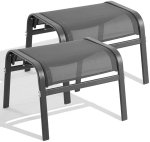 Outdoor Ottoman Set of 2, Oversized Outdoor Foot Rest, Grey | Stackable, All Weather Outdoor Foot Stool, Supportive Textliene, Metal Frame, Patio Garden Pool Furniture Outdoor Ottoman Set of 2, Oversized Outdoor Foot Rest, Grey | Stackable, All Weather Outdoor Foot Stool, Supportive Textliene, Metal Frame, Patio Garden Pool Furniture