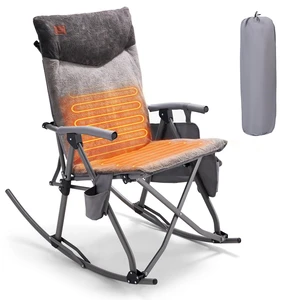 Heated Oversized Folding Rocking Camping Chair, Padded | Portable Rocker Chair for Patio, Lawn and Outdoors, Heavy Duty Hard Armchair for Adults Supports 400lbs Heated Oversized Folding Rocking Camping Chair, Padded | Portable Rocker Chair for Patio, Lawn and Outdoors, Heavy Duty Hard Armchair for Adults Supports 400lbs