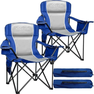 Oversized Camping Chair 500lbs Capacity for Big and Tall, 2 Pack Extra Wide Padded Folding Chair for Heavy People, Heavy Duty Portable Outside Chair with Cooler Bag & Cup Holder, Blue Oversized Camping Chair 500lbs Capacity for Big and Tall, 2 Pack Extra Wide Padded Folding Chair for Heavy People, Heavy Duty Portable Outside Chair with Cooler Bag & Cup Holder, Blue