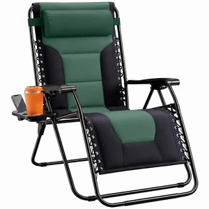 Padded Zero Gravity Lounge Chair, Oversized Recliner Chair | Folding Outdoor Beach Reclining Camping Patio Lounge Chair with Adjustable Pillow and Trays for Poolside Lawn, Padded Zero Gravity Lounge Chair, Oversized Recliner Chair | Folding Outdoor Beach Reclining Camping Patio Lounge Chair with Adjustable Pillow and Trays for Poolside Lawn,