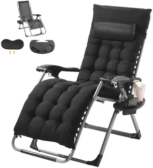 Zero Gravity Chair, 26 inch Zero Gravity Recliner Lounge Chair for Indoor and Outdoor, Adjustable Anti Gravity Chair with Cushion, Headrest, Footrest, and Cupholder, 500 lbs, Black Zero Gravity Chair, 26 inch Zero Gravity Recliner Lounge Chair for Indoor and Outdoor, Adjustable Anti Gravity Chair with Cushion, Headrest, Footrest, and Cupholder, 500 lbs, Black