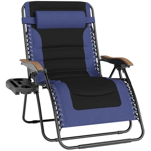 Oversized Padded Zero Gravity Chair Recliner, 30" Wide 400 LBS | Navy Blue w/ Pillow & Cup Holder Tray, Wooden Armrest, Foldable Patio Lounge Chair Recliner for Decks, Beach, and Camping Oversized Padded Zero Gravity Chair Recliner, 30" Wide 400 LBS | Navy Blue w/ Pillow & Cup Holder Tray, Wooden Armrest, Foldable Patio Lounge Chair Recliner for Decks, Beach, and Camping