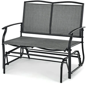 2-Person Patio Glider Bench, Outdoor Rocker Glider Loveseat Chair W/Heavy-Duty Steel Frame, Breathable Seat Fabric, Rocking Lounge Chair for Poolside, Garden, Backyard (Grey) 2-Person Patio Glider Bench, Outdoor Rocker Glider Loveseat Chair W/Heavy-Duty Steel Frame, Breathable Seat Fabric, Rocking Lounge Chair for Poolside, Garden, Backyard (Grey)