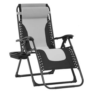 Oversized Padded Zero Gravity Chair Lounge Chair Outdoor Patio Recliner with Cup Holder Adjustable Headrest for Patio Pool Deck Camping Support 380lbs (1, Grey) Oversized Padded Zero Gravity Chair Lounge Chair Outdoor Patio Recliner with Cup Holder Adjustable Headrest for Patio Pool Deck Camping Support 380lbs (1, Grey)