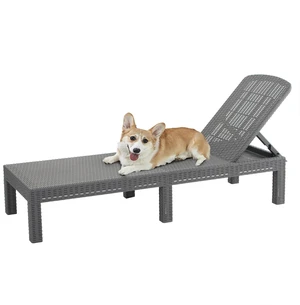 Outdoor Chaise Lounge,Resin Pool Lounge Chair Waterproof Recliner,Gray Outdoor Chaise Lounge,Resin Pool Lounge Chair Waterproof Recliner,Gray