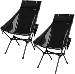 2 Pack High Back Camping Chair for Adults, Folding Chair Supports 440 lbs, Portable Backpacking Chair with Adjustable Pillow for Hiking & Camping (Black) 2 Pack High Back Camping Chair for Adults, Folding Chair Supports 440 lbs, Portable Backpacking Chair with Adjustable Pillow for Hiking & Camping (Black)