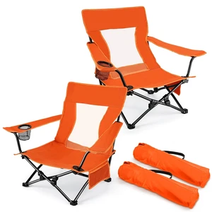 Beach Camping Chair (2 Pack), Folding Chair for Adults (Orange) | Heavy Duty Outdoor Portable Chair with Armrest for Outside Lawn, Sport, Fishing, Cup Holder & Storage Pocket, Carry Bag Beach Camping Chair (2 Pack), Folding Chair for Adults (Orange) | Heavy Duty Outdoor Portable Chair with Armrest for Outside Lawn, Sport, Fishing, Cup Holder & Storage Pocket, Carry Bag