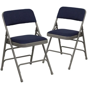 Hercules Metal Folding Chair, Navy, 2-Pack | Triple Braced, Double-Hinged, Fabric Upholstery Hercules Metal Folding Chair, Navy, 2-Pack | Triple Braced, Double-Hinged, Fabric Upholstery