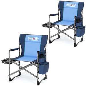 2 Pack Folding Camping Chairs with Side Tables, 400 lb Each | 2 Oversized Director Chairs with Cooler Bags, 600D Oxford Fabric, Shoulder Straps for Camping, Fishing, Lawn & Picnics 2 Pack Folding Camping Chairs with Side Tables, 400 lb Each | 2 Oversized Director Chairs with Cooler Bags, 600D Oxford Fabric, Shoulder Straps for Camping, Fishing, Lawn & Picnics