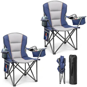 Folding Camping Chair, Oversized Heavy Duty Chairs, Blue (2Pack) | 500LBS Capacity, with Padded, Cooler Bag & Cup Holder, Portable Carry Bag, Thicken 600D Oxford, for Beach & Sideline Sport Folding Camping Chair, Oversized Heavy Duty Chairs, Blue (2Pack) | 500LBS Capacity, with Padded, Cooler Bag & Cup Holder, Portable Carry Bag, Thicken 600D Oxford, for Beach & Sideline Sport