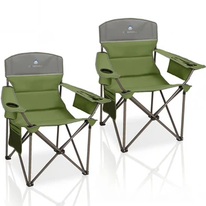 Oversized Camping Chairs 2 Pack - Heavy Duty 400LBS Padded Lawn Chair with Cooler Bag,Cup Holder,Side Pocket,Collapsible for Outdoor,Camp,Fishing & Garden,Olive Green Oversized Camping Chairs 2 Pack - Heavy Duty 400LBS Padded Lawn Chair with Cooler Bag,Cup Holder,Side Pocket,Collapsible for Outdoor,Camp,Fishing & Garden,Olive Green