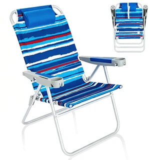 Tall Beach Chair for Adults, High Back High Seat Folding Chairs | Oversized 17inch Portable Sand Chair 5-Position Reclining with Cup Holders & Pillow Heavy Duty for Beach/Lawn/Outdoor/Camping Tall Beach Chair for Adults, High Back High Seat Folding Chairs | Oversized 17inch Portable Sand Chair 5-Position Reclining with Cup Holders & Pillow Heavy Duty for Beach/Lawn/Outdoor/Camping