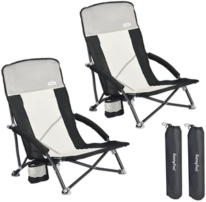 Folding Low Camping Beach Chair 2 Pack, Portable Backpacking Chairs with Cup Holder,Carry Bag Compact & Heavy Duty for Adults 300 LBS for Outdoor Picnic Fishing Sand Lawn Folding Low Camping Beach Chair 2 Pack, Portable Backpacking Chairs with Cup Holder,Carry Bag Compact & Heavy Duty for Adults 300 LBS for Outdoor Picnic Fishing Sand Lawn