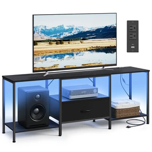 TV Stand for TVs Up to 70 Inches | Entertainment Center, Media Consolefor living roomFabric DrawerInk Black, BELLAH Collection ULGS131B101S TV Stand for TVs Up to 70 Inches | Entertainment Center, Media Consolefor living roomFabric DrawerInk Black, BELLAH Collection ULGS131B101S