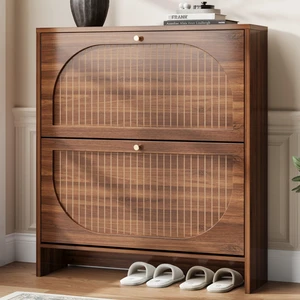 Arch-Chic Shoe Cabinet for Entryway, Modern Mid-Century Shoe Storage Cabinet with Fluted, Narrow Shoe Rack with Adjustable Shelves & Tipping Protection, Fits Size 12+ Shoes,Luminous Walnut Arch-Chic Shoe Cabinet for Entryway, Modern Mid-Century Shoe Storage Cabinet with Fluted, Narrow Shoe Rack with Adjustable Shelves & Tipping Protection, Fits Size 12+ Shoes,Luminous Walnut