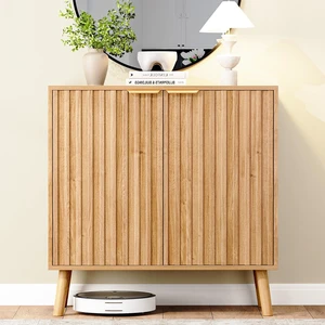 Fluted Storage Cabinet, Buffet Cabinet with Storage, Wood Sideboard with Adjustable Shelf, Modern Accent Cabinet & Console Table for Entryway, Living Room, Dining Room, Natural Fluted Storage Cabinet, Buffet Cabinet with Storage, Wood Sideboard with Adjustable Shelf, Modern Accent Cabinet & Console Table for Entryway, Living Room, Dining Room, Natural