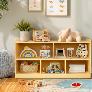Montessori Shelf, Wooden Toy Storage Organizer for Books Toys, 2 Shelf Bookcase, 5-Section Storage Cabinet, Toddler Book Shelf for Kids Rooms, Playroom, Nursery, Kindergarten (Natural) Montessori Shelf, Wooden Toy Storage Organizer for Books Toys, 2 Shelf Bookcase, 5-Section Storage Cabinet, Toddler Book Shelf for Kids Rooms, Playroom, Nursery, Kindergarten (Natural)