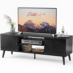 TV Stand for 55 60 Inch TV, Entertainment Center with Storage | TV Console with 2 Cabinets, 3 Adjustable Shelves and Cable Management for Living Room, Bedroom, Apartment, Dark Black TV Stand for 55 60 Inch TV, Entertainment Center with Storage | TV Console with 2 Cabinets, 3 Adjustable Shelves and Cable Management for Living Room, Bedroom, Apartment, Dark Black