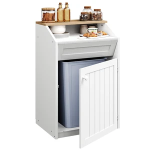 Trash Cabinet, Freestanding Trash Can Cabinet, Wooden Recycling with Flip Door, 13 Gallon Hidden Kitchen Garbage Can for Kitchen, Living Room, White WB13WT Trash Cabinet, Freestanding Trash Can Cabinet, Wooden Recycling with Flip Door, 13 Gallon Hidden Kitchen Garbage Can for Kitchen, Living Room, White WB13WT