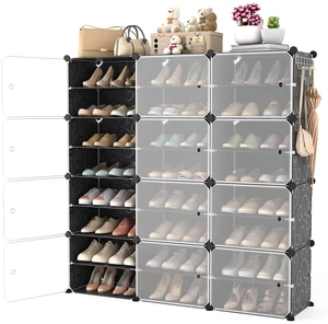 Portable Shoe Rack Organizer with Door, 48 Pairs Shoe Storage Cabinet Easy Assembly, Plastic Adjustable Shoe Organizer Stackable Detachable Free Standing Shoe Rack DIY Expandable 8 Tier Black Portable Shoe Rack Organizer with Door, 48 Pairs Shoe Storage Cabinet Easy Assembly, Plastic Adjustable Shoe Organizer Stackable Detachable Free Standing Shoe Rack DIY Expandable 8 Tier Black