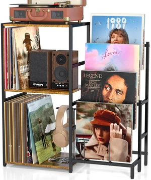 Record Player Stand, Turntable Stand with 4-Tier Vinyl Record Storage, Record Player Table Storage up to 200+ Albums, Record Player Cabinet with Vinyl Display Holder Shelf, vinyl Table for Living Room Record Player Stand, Turntable Stand with 4-Tier Vinyl Record Storage, Record Player Table Storage up to 200+ Albums, Record Player Cabinet with Vinyl Display Holder Shelf, vinyl Table for Living Room