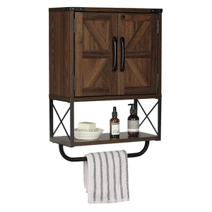 Farmhouse Medicine Cabinet with 2 Barn Door, Bathroom Wall Cabinet | Rustic Wall Mounted Storage Cabinet with Adjustable Shelf & Towel Rack, 3-Tier Over the Toilet Storage Cabinets for Laundry Farmhouse Medicine Cabinet with 2 Barn Door, Bathroom Wall Cabinet | Rustic Wall Mounted Storage Cabinet with Adjustable Shelf & Towel Rack, 3-Tier Over the Toilet Storage Cabinets for Laundry
