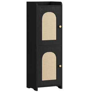 Bathroom Storage Cabinet, Small Corner Floor Cabinet with 2 Doors | Narrow Toilet Paper Cabinets with Adjustable Shelf, Bathroom Organizer for Small Spaces, 7.9"D x 9.8"W x 29.5"H Rattan Black Bathroom Storage Cabinet, Small Corner Floor Cabinet with 2 Doors | Narrow Toilet Paper Cabinets with Adjustable Shelf, Bathroom Organizer for Small Spaces, 7.9"D x 9.8"W x 29.5"H Rattan Black