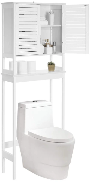 Bamboo Over The Toilet Storage Cabinet, Adjustable Inside Shelf | Bathroom Cabinet, Space-Saving Toilet Rack, Bottom Stabilizer Bar, Cloud White, 9.1 x 23.6 x 68.1 Inches UBTS010W01 Bamboo Over The Toilet Storage Cabinet, Adjustable Inside Shelf | Bathroom Cabinet, Space-Saving Toilet Rack, Bottom Stabilizer Bar, Cloud White, 9.1 x 23.6 x 68.1 Inches UBTS010W01