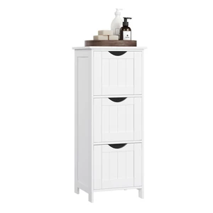 Floor Storage Cabinet, Freestanding Organizer with 3 Drawers | 12.6 x 11.8 x 31.9 Inches, for Living Room, Bathroom, Dining Room, Farmhouse Style, Cloud White, SOFIE Collection UBBC50WT Floor Storage Cabinet, Freestanding Organizer with 3 Drawers | 12.6 x 11.8 x 31.9 Inches, for Living Room, Bathroom, Dining Room, Farmhouse Style, Cloud White, SOFIE Collection UBBC50WT