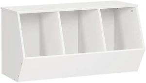 Toy Storage Cubby, Kids Bookshelf, Stackable 3-Bin Toy Storage Cabinet, Bookcase Footboard, Children's Toy Shelf, Hallway, White WT30CW01 Toy Storage Cubby, Kids Bookshelf, Stackable 3-Bin Toy Storage Cabinet, Bookcase Footboard, Children's Toy Shelf, Hallway, White WT30CW01